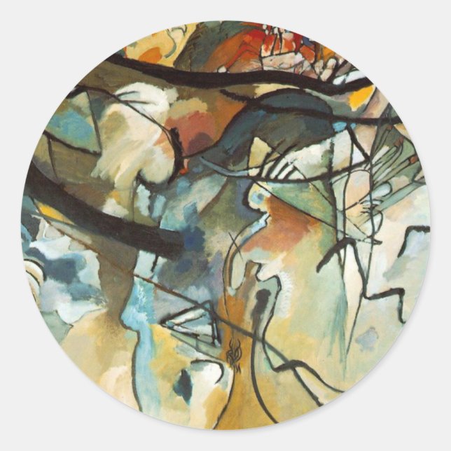 Kandinsky Zusammensetzung V Abstract Painting Runder Aufkleber (Vorderseite)