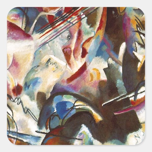 Kandinsky Zusammensetzung VI Abstrakte Malerei Quadratischer Aufkleber (Vorderseite)