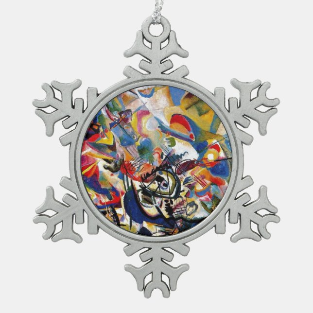 Kandinsky Zusammensetzung VII Abstrakte Malerei Schneeflocken Zinn-Ornament (Vorderseite)