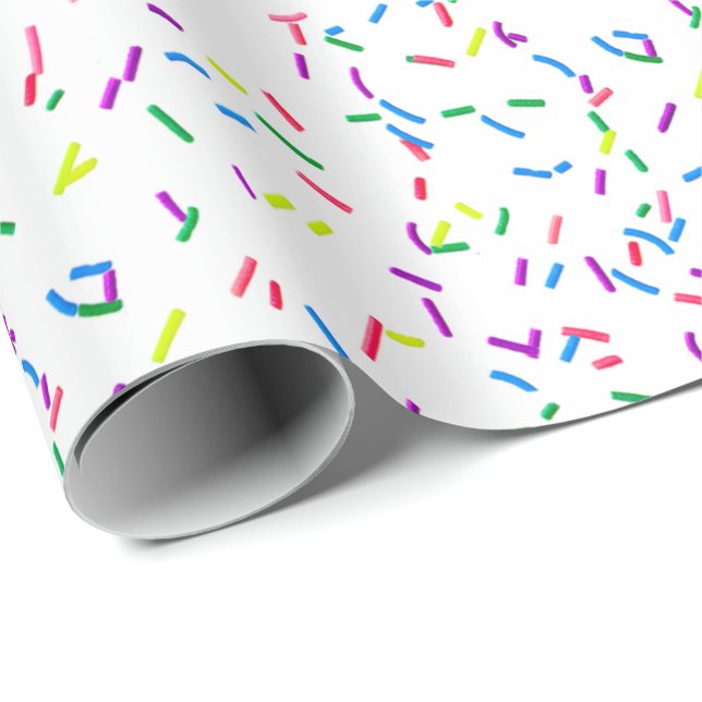 Kandy Sprinklen auf weißem Papier Geschenkpapier (Rolleneckpunkt)