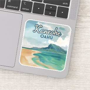 Kaneohe Sandbar Oahu Hawaii Retro Aufkleber