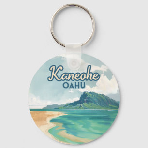 Kaneohe Sandbar Oahu Hawaii Retro Schlüsselanhänger