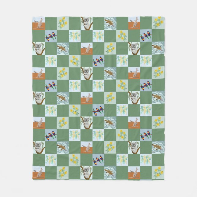 Kanga Koala Platypus und Freunde Aussie Fleecedecke (Vorderseite)