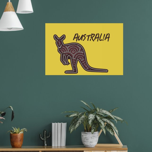 Kangaroo Aboriginal Mosaic Poster (Wohnzimmer 1)