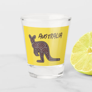 Kangaroo Aboriginal Mosaic Schnapsglas