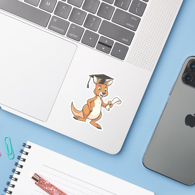 Kangaroo-Abschluss Aufkleber (Laptop mit iPhone)
