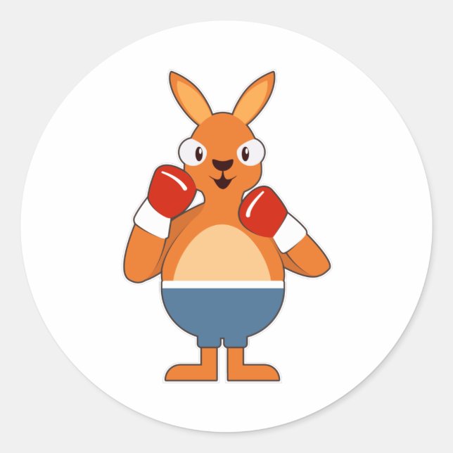 Kangaroo als Boxer mit Boxhandschuhen Runder Aufkleber (Vorderseite)
