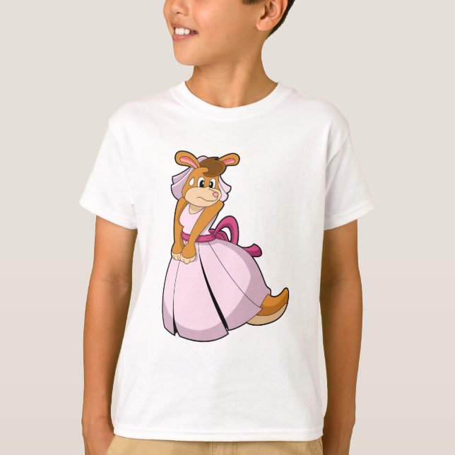 Kangaroo als Braut mit Hochzeitskleid T-Shirt (Vorderseite)