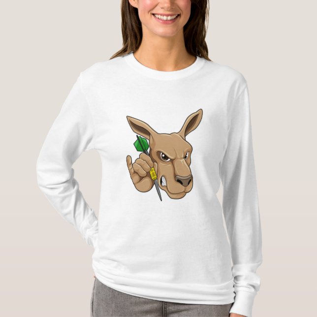 Kangaroo als Dart-Spieler mit Dart T-Shirt (Vorderseite)