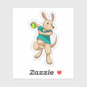 Kangaroo als Handballspieler mit Handball Aufkleber