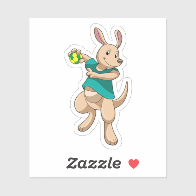Kangaroo als Handballspieler mit Handball Aufkleber (Blatt)