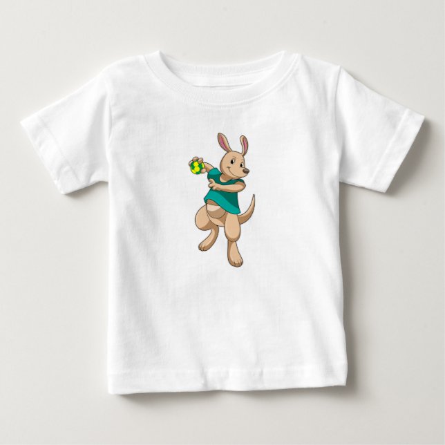 Kangaroo als Handballspieler mit Handball Baby T-shirt (Vorderseite)