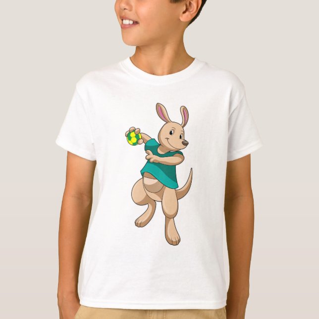 Kangaroo als Handballspieler mit Handball T-Shirt (Vorderseite)