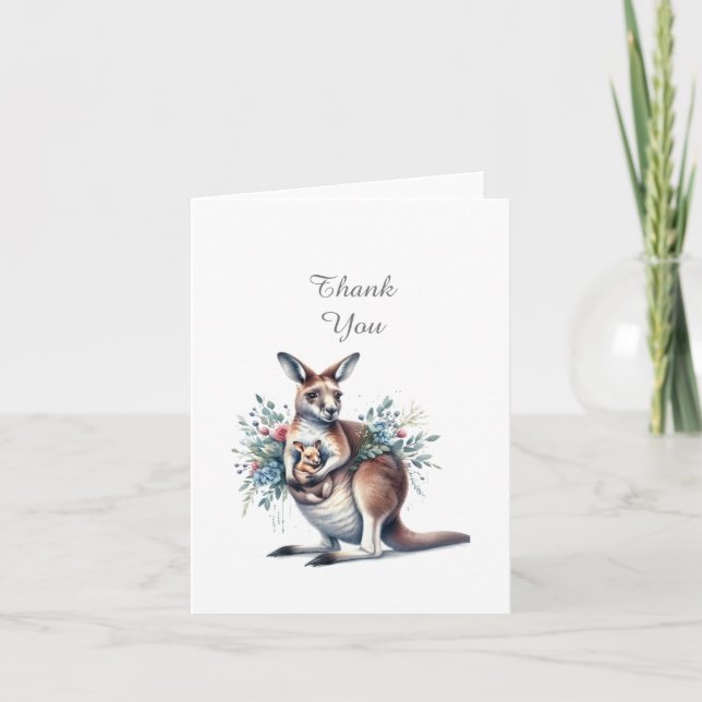Kangaroo Animals Kinderdusche Danke Note Card (Vorderseite)