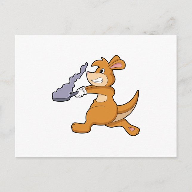 Kangaroo as Cook with Pan Postkarte (Vorderseite)
