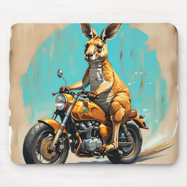 Kangaroo auf Motorrad-Mausrad Mousepad (Vorne)