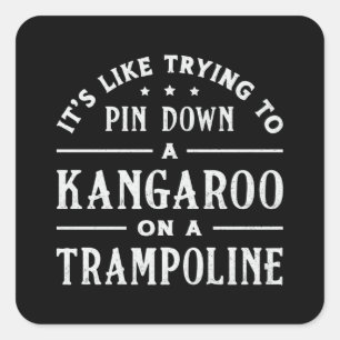 Kangaroo auf Trampolin Gymnastikreise Quadratischer Aufkleber