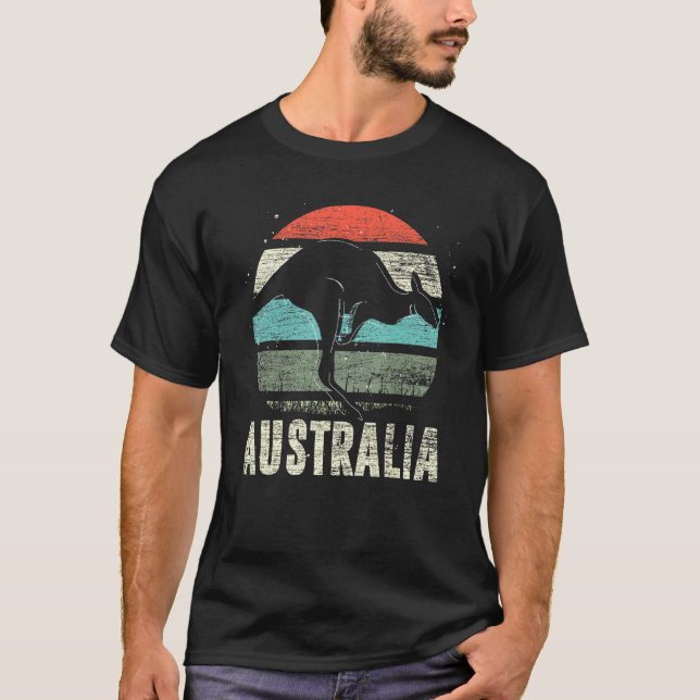 Kangaroo Aussie Zoo Animal Retro Australien T-Shirt (Vorderseite)