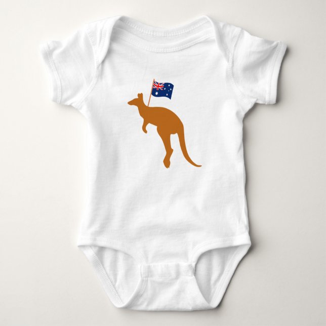 Kangaroo-Australia-Flagge weiß Baby Strampler (Vorderseite)