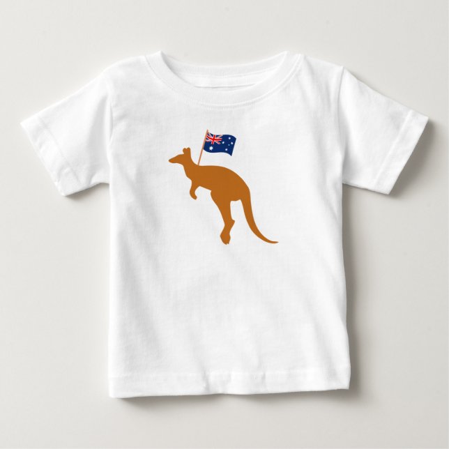 Kangaroo-Australia-Flagge weiß Baby T-shirt (Vorderseite)