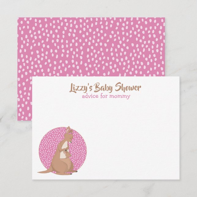 Kangaroo Baby Girl Dusche Pink Einladung (Vorne/Hinten)
