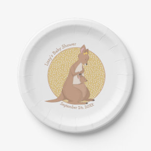 Kangaroo-Baby-Party Yellow Geschlechtsneutral Pappteller