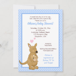 Kangaroo Baby Shower Einladung Blue