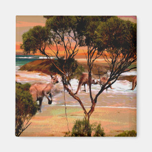 Kangaroo Beach Oil Paint, Kühlschrankmagnet