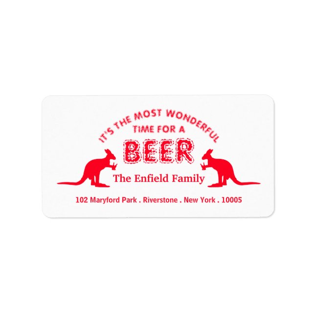 Kangaroo Beer, Australische Weihnachten Adressaufkleber (Vorne)