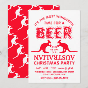Kangaroo Beer, Australisches Weihnachtsfest-Party Einladung