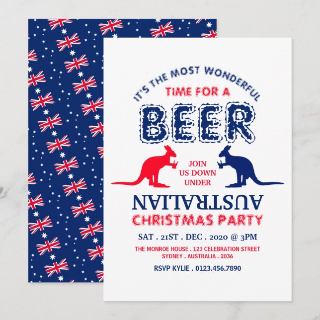 Kangaroo Beer, Weihnachtsfahne der australischen F Einladung (Vorne/Hinten)