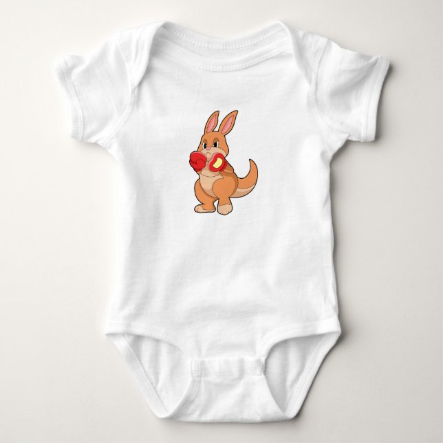 Kangaroo beim Boxen mit Boxhandschuhen Baby Strampler (Vorderseite)