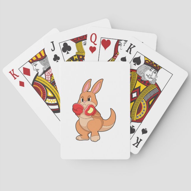 Kangaroo beim Boxen mit Boxhandschuhen Spielkarten (Rückseite)
