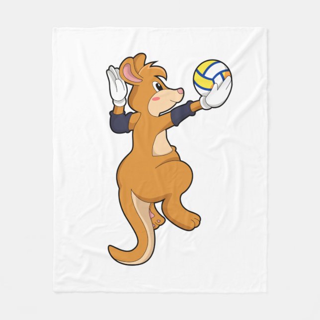 Kangaroo beim Volleyballsport Fleecedecke (Vorderseite)