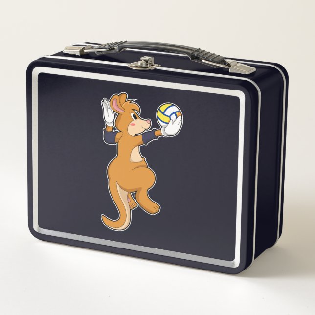 Kangaroo beim Volleyballsport Metall Brotdose (Vorderseite)