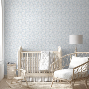 Kangaroo Blue Line Art Baby Room Tapete