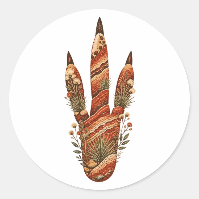 Kangaroo Botanical Footprint Nature Sticker (Vorderseite)
