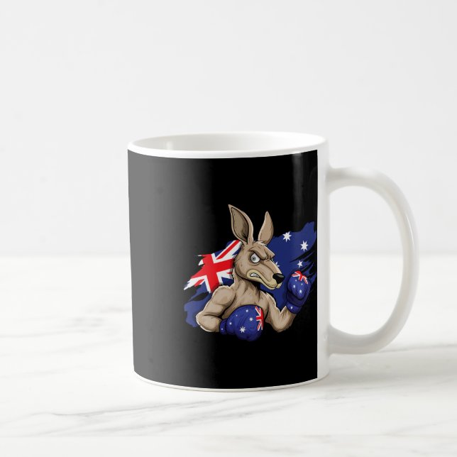 Kangaroo Boxer Boxing Australian Flag Liebe Austra Kaffeetasse (Rechts)