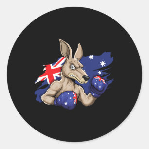Kangaroo Boxer Boxing Australian Flag Liebe Austra Runder Aufkleber