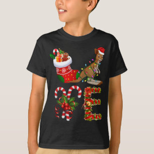 Kangaroo Christmas Lights Led Funny Weihnachtsmann T-Shirt