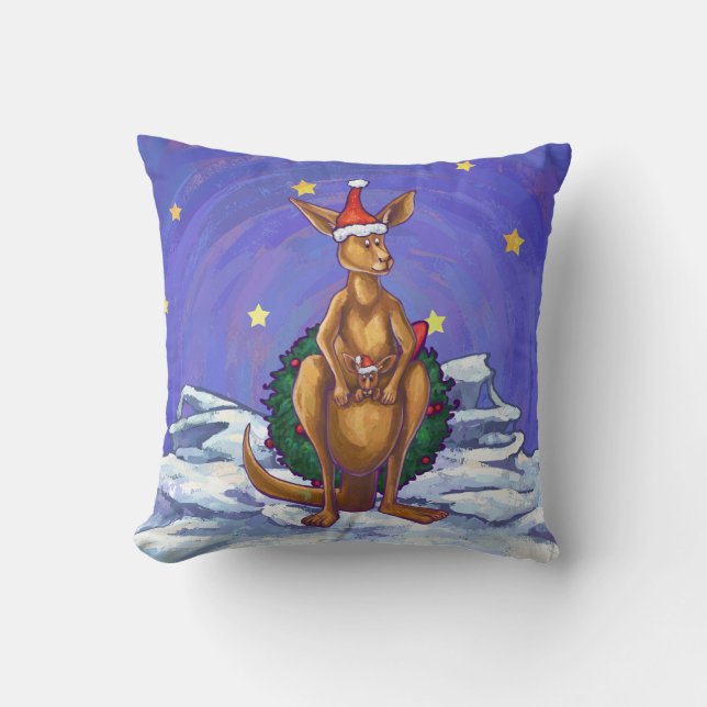 Kangaroo Christmas Starry Night Kissen (Vorderseite)