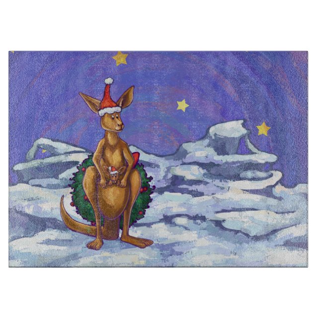Kangaroo Christmas Starry Night Schneidebrett (Vorderseite)
