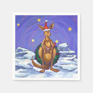 Kangaroo Christmas Starry Night Serviette