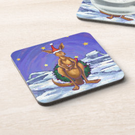 Kangaroo Christmas Starry Night Untersetzer