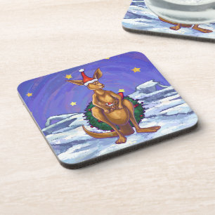Kangaroo Christmas Starry Night Untersetzer