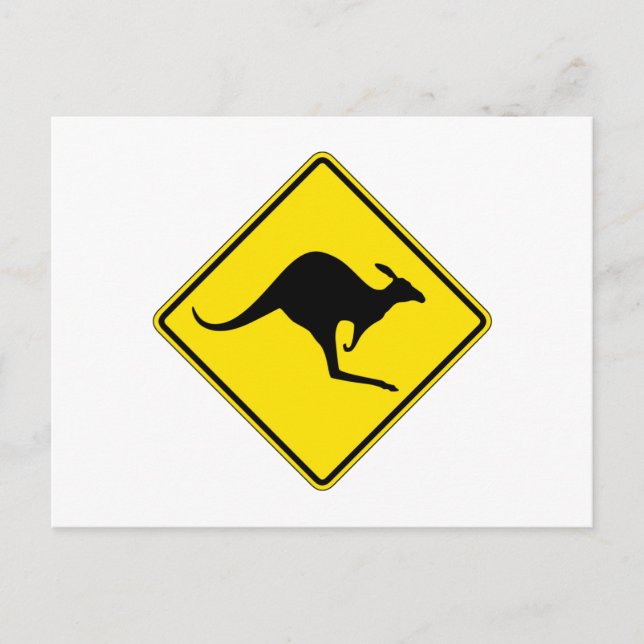 Kangaroo Crossing, Verkehrswarnung, Australien Postkarte (Vorderseite)