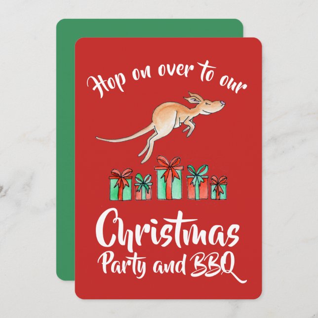 Kangaroo de fête de Noël sur les invitations (Devant / Derrière)