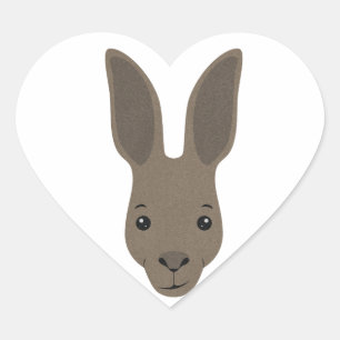 Kangaroo Face Herz-Aufkleber