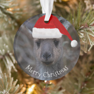 Kangaroo Face Weihnachtsmannmütze Frohe Weihnacht Ornament