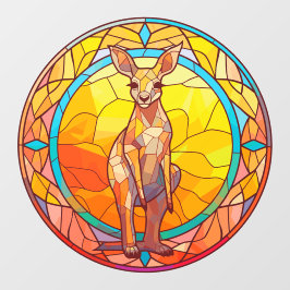 Kangaroo Farbige Imitate Wasserfarbe Hartglas Fensteraufkleber